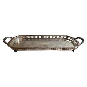 Kent Silver plated Oval Pierced Footed Tray with Handles Serving, Vanity